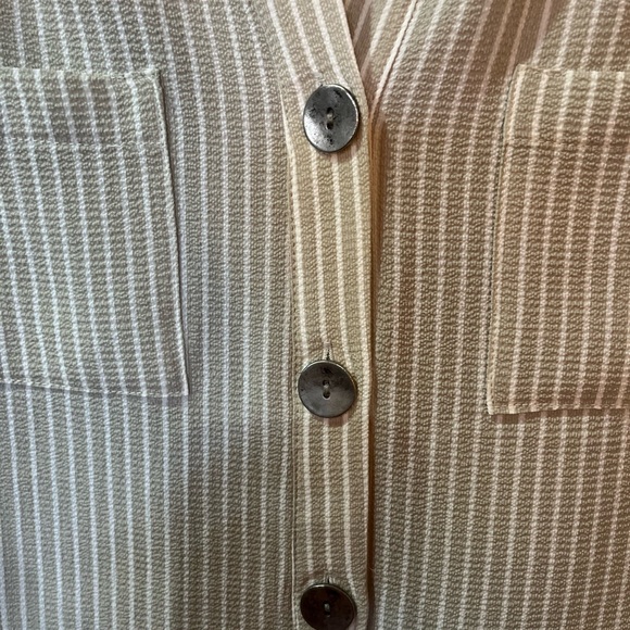 New Directions 1X button front tunic, three-quarter sleeves, cream and white - Picture 4 of 6